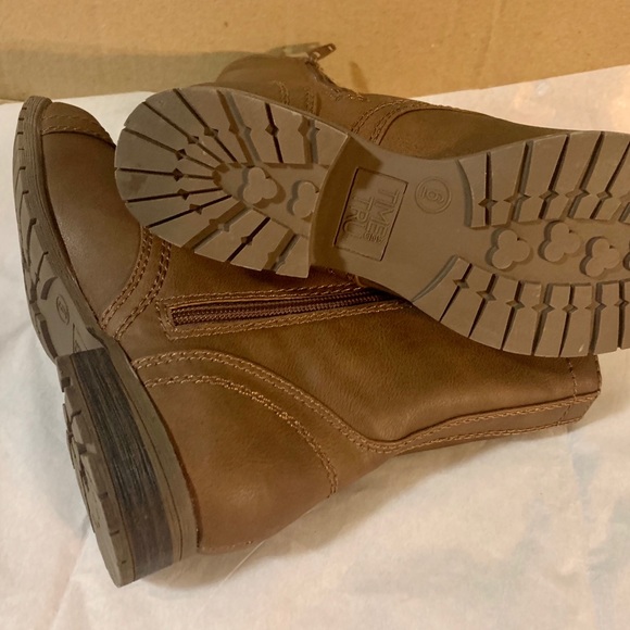 Women's Brown Lace Up Side Zipper Boot Cognac New - Picture 9 of 12